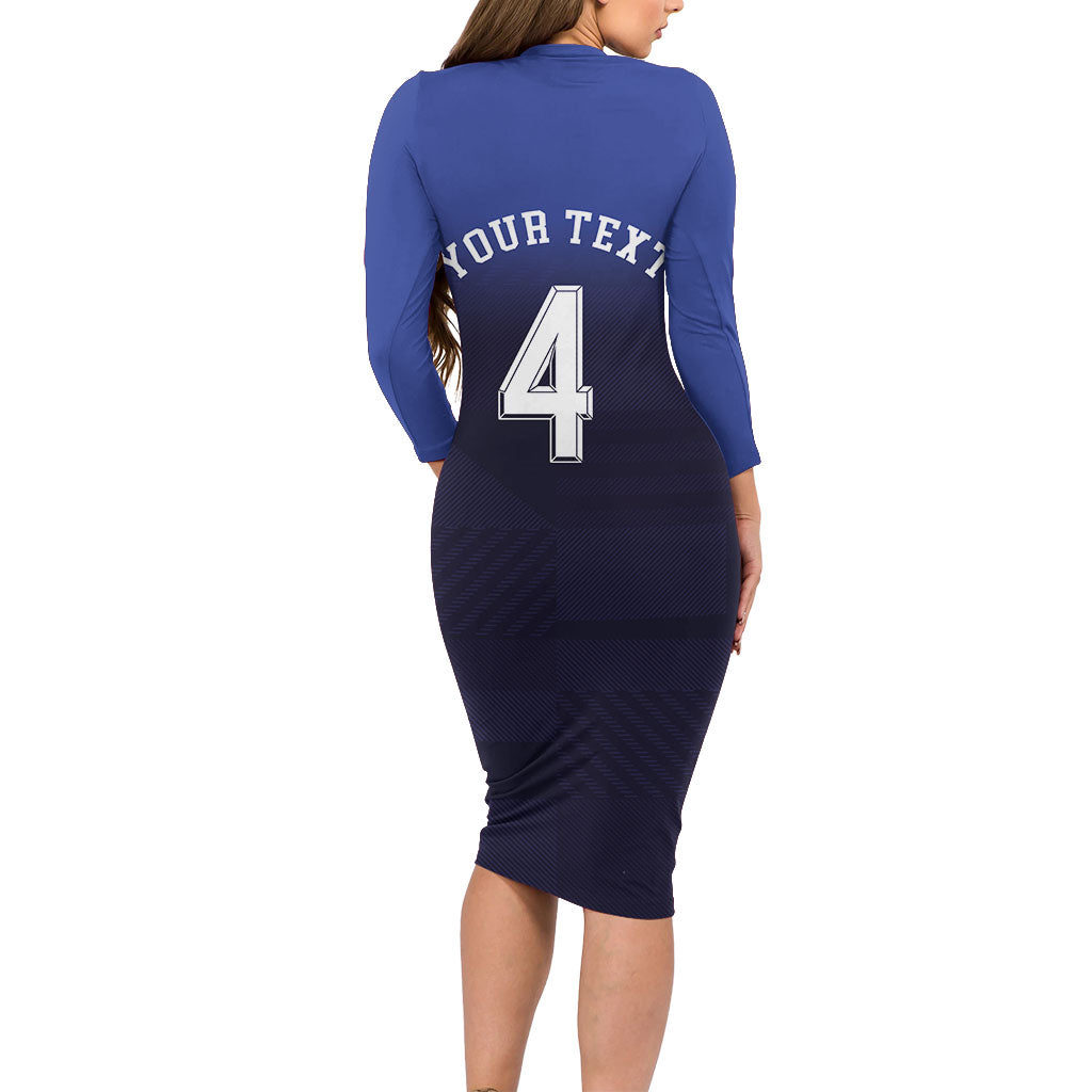 Custom Scotland National Football Long Sleeve Bodycon Dress Volley to the North America 2026