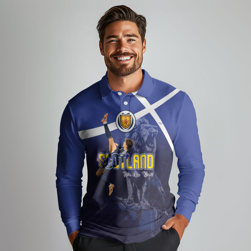 Custom Scotland National Football Long Sleeve Polo Shirt Volley to the North America 2026