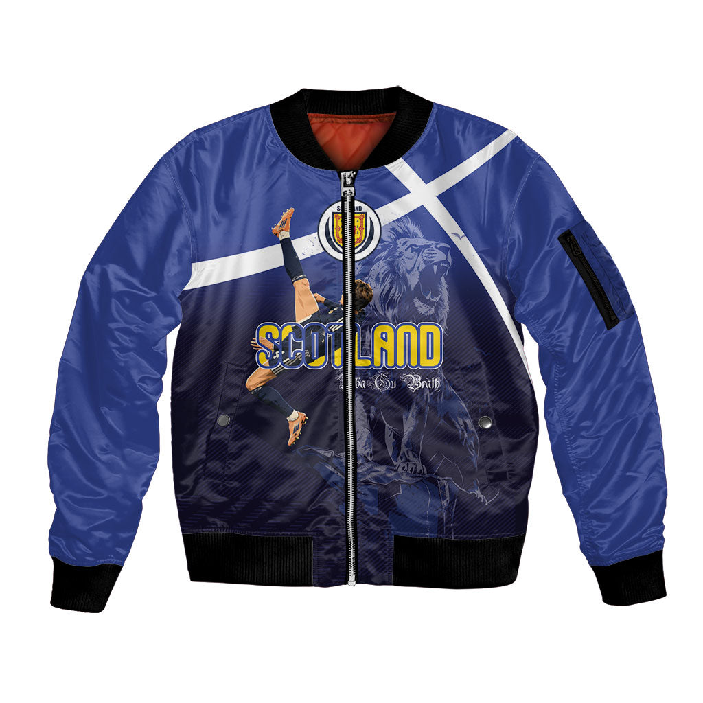 Custom Scotland National Football Sleeve Zip Bomber Jacket Volley to the North America 2026