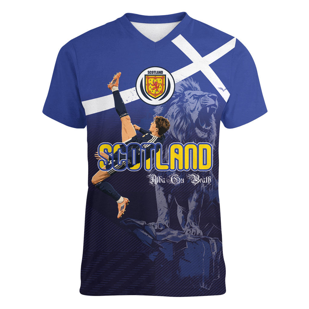 Custom Scotland National Football Women V-Neck T-Shirt Volley to the North America 2026