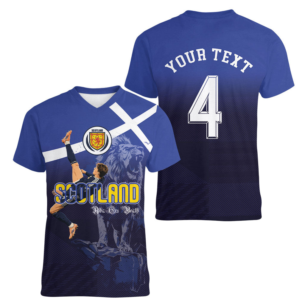 Custom Scotland National Football Women V-Neck T-Shirt Volley to the North America 2026