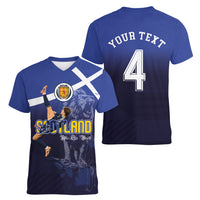 Custom Scotland National Football Women V-Neck T-Shirt Volley to the North America 2026