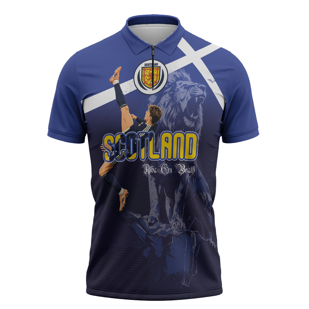 Custom Scotland National Football Zipper Polo Shirt Volley to the North America 2026