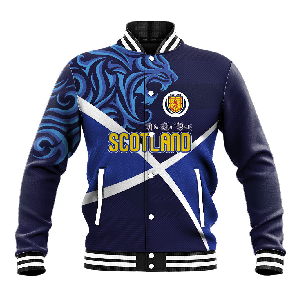Custom Scotland National Football Baseball Jacket Lions with Flag Sporty Tartan Style