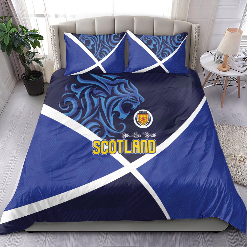 Scotland National Football Bedding Set Lions with Flag Sporty Tartan Style