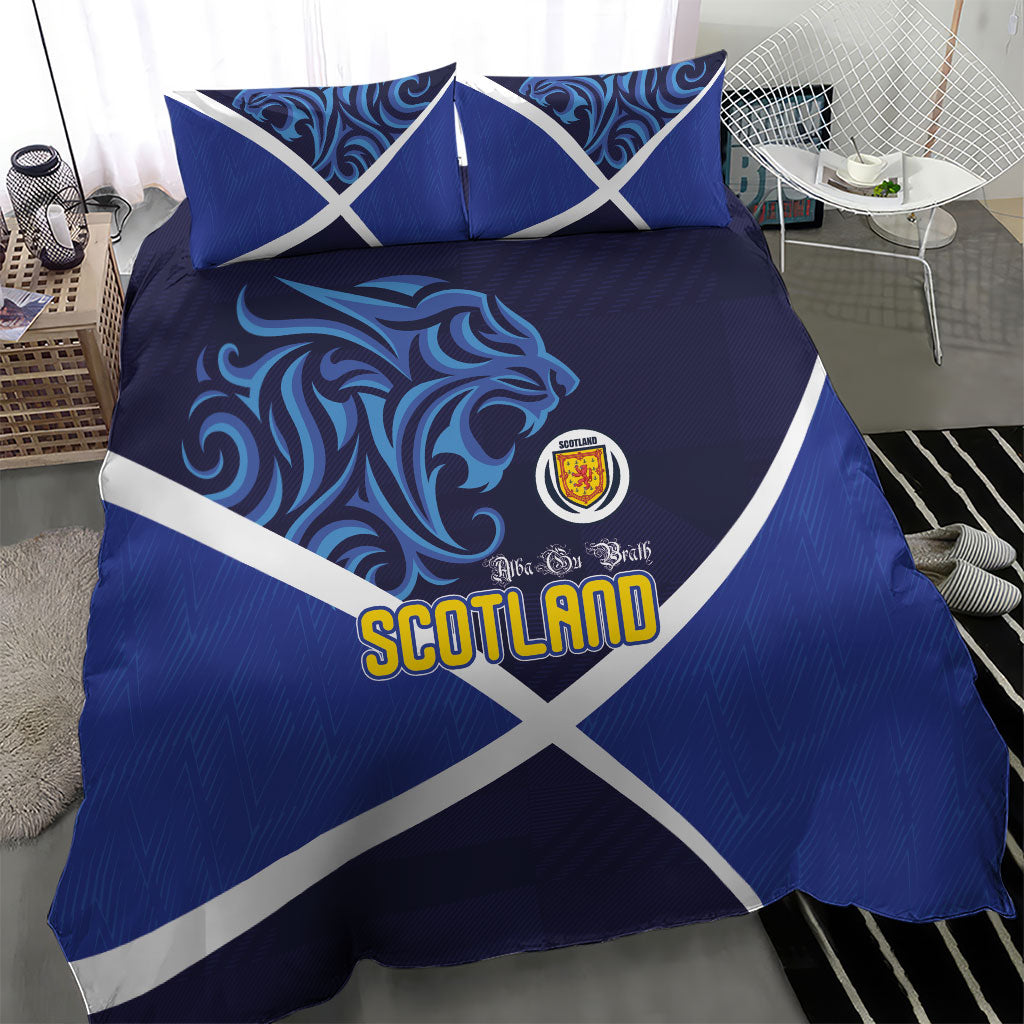 Scotland National Football Bedding Set Lions with Flag Sporty Tartan Style
