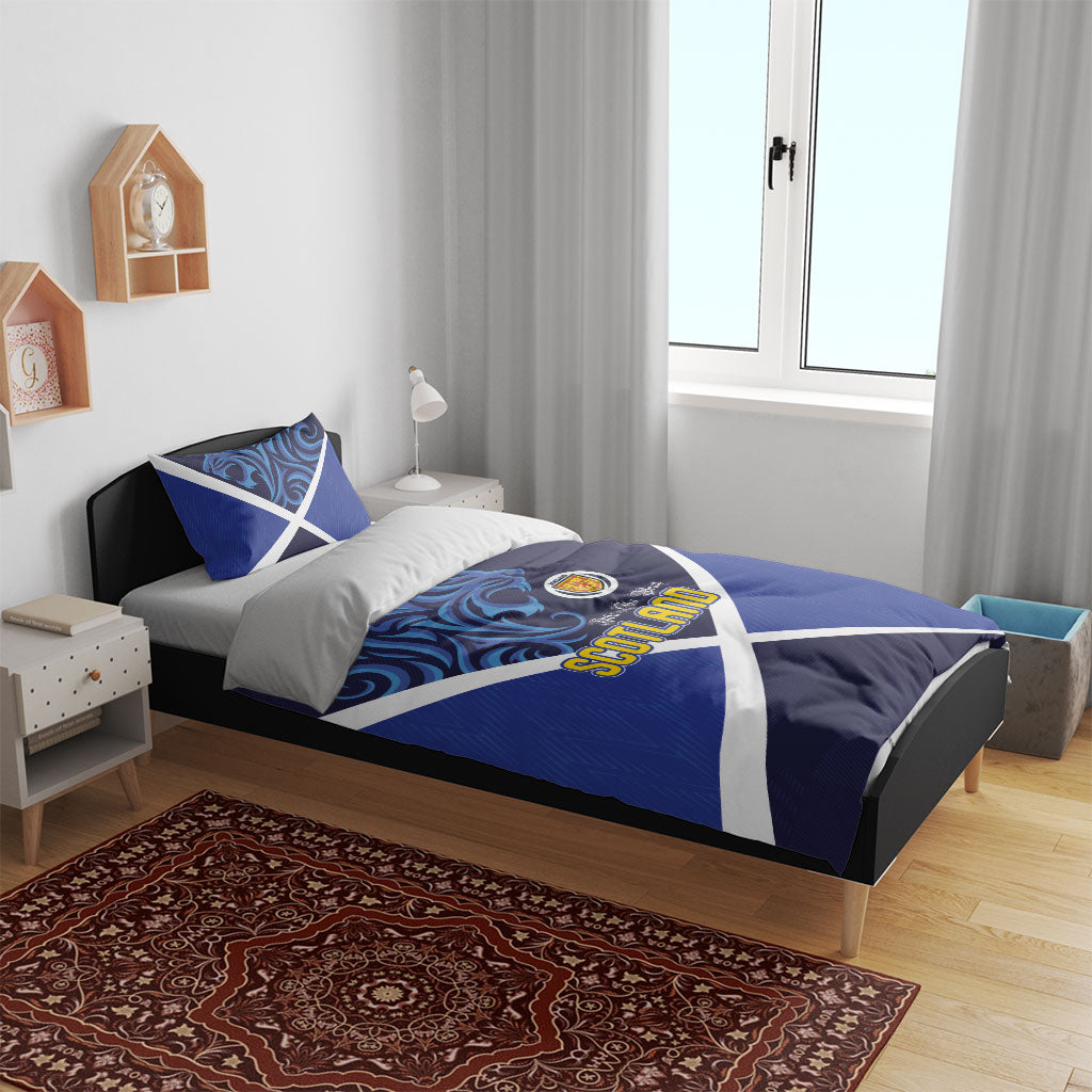 Scotland National Football Bedding Set Lions with Flag Sporty Tartan Style