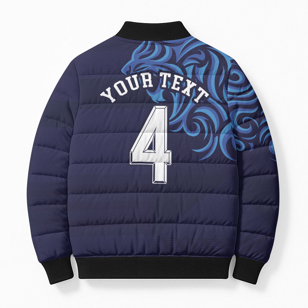 Custom Scotland National Football Bomber Puffer Jacket Lions with Flag Sporty Tartan Style