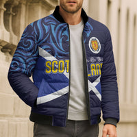 Custom Scotland National Football Bomber Puffer Jacket Lions with Flag Sporty Tartan Style
