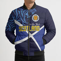 Custom Scotland National Football Bomber Puffer Jacket Lions with Flag Sporty Tartan Style