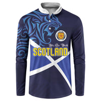 Custom Scotland National Football Button Sweatshirt Lions with Flag Sporty Tartan Style