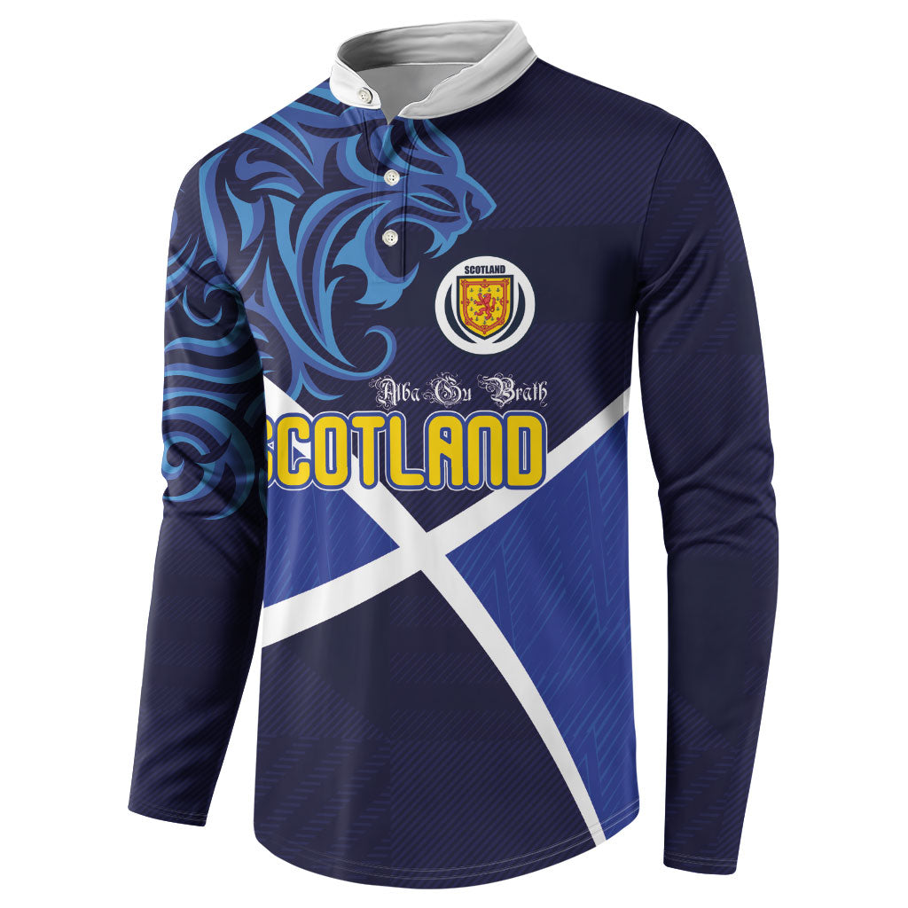 Custom Scotland National Football Button Sweatshirt Lions with Flag Sporty Tartan Style