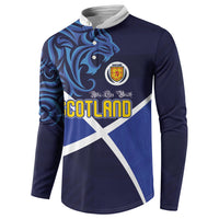 Custom Scotland National Football Button Sweatshirt Lions with Flag Sporty Tartan Style