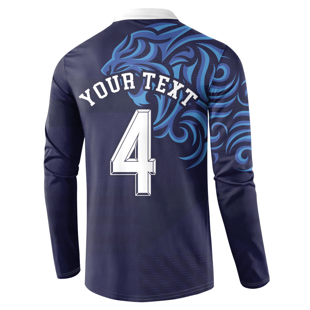 Custom Scotland National Football Button Sweatshirt Lions with Flag Sporty Tartan Style