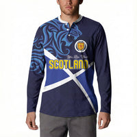 Custom Scotland National Football Button Sweatshirt Lions with Flag Sporty Tartan Style