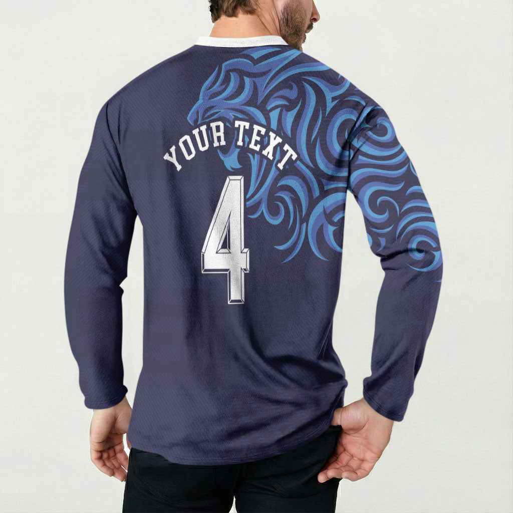 Custom Scotland National Football Button Sweatshirt Lions with Flag Sporty Tartan Style