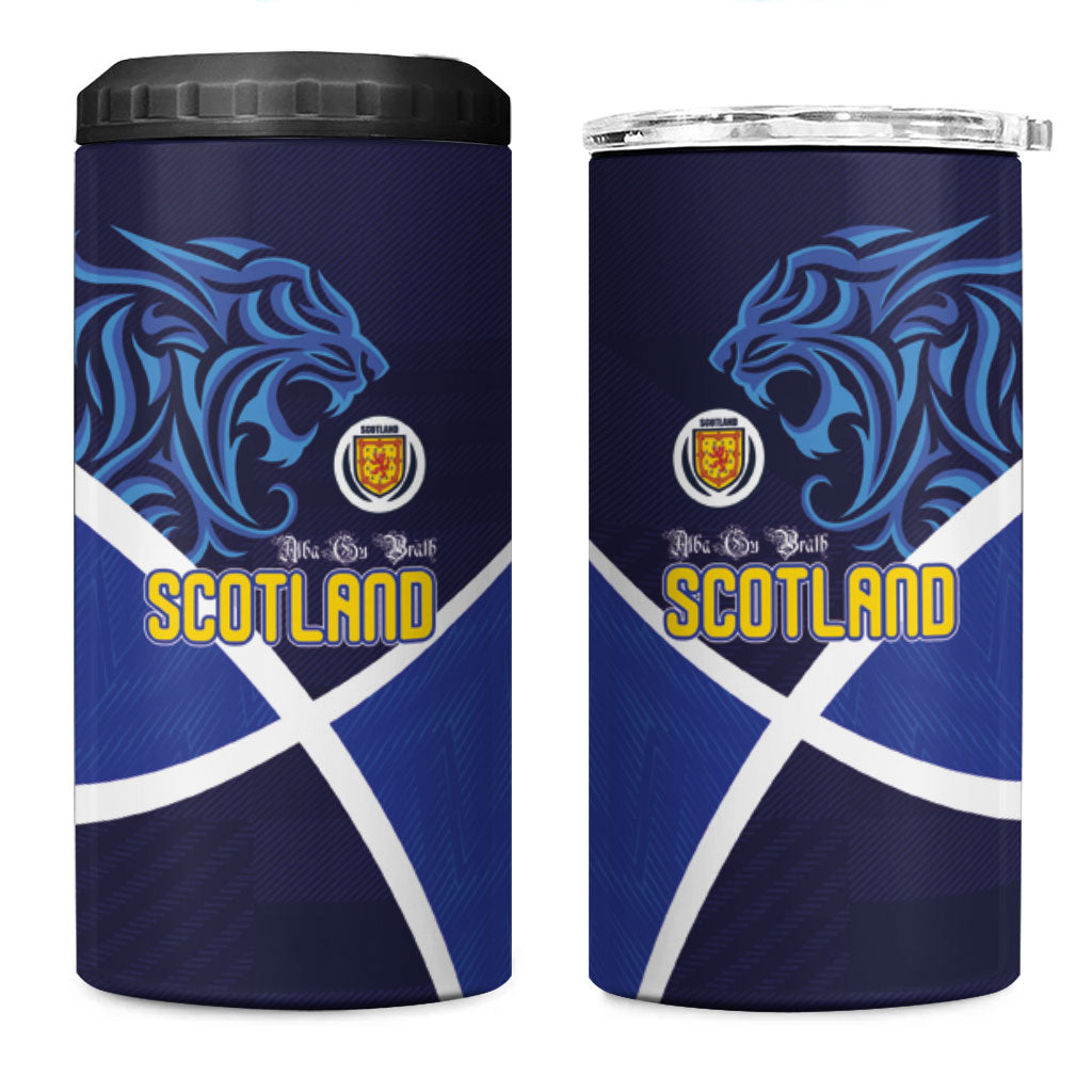 Scotland National Football 4 in 1 Can Cooler Tumbler Lions with Flag Sporty Tartan Style