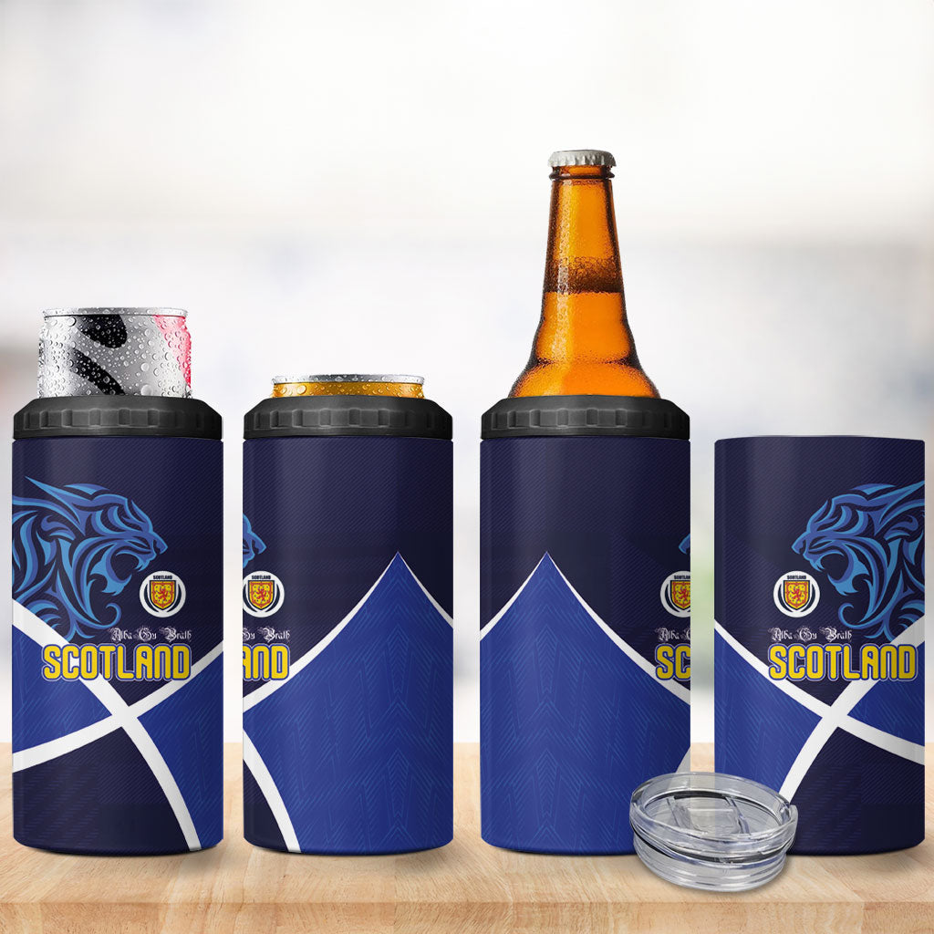 Scotland National Football 4 in 1 Can Cooler Tumbler Lions with Flag Sporty Tartan Style