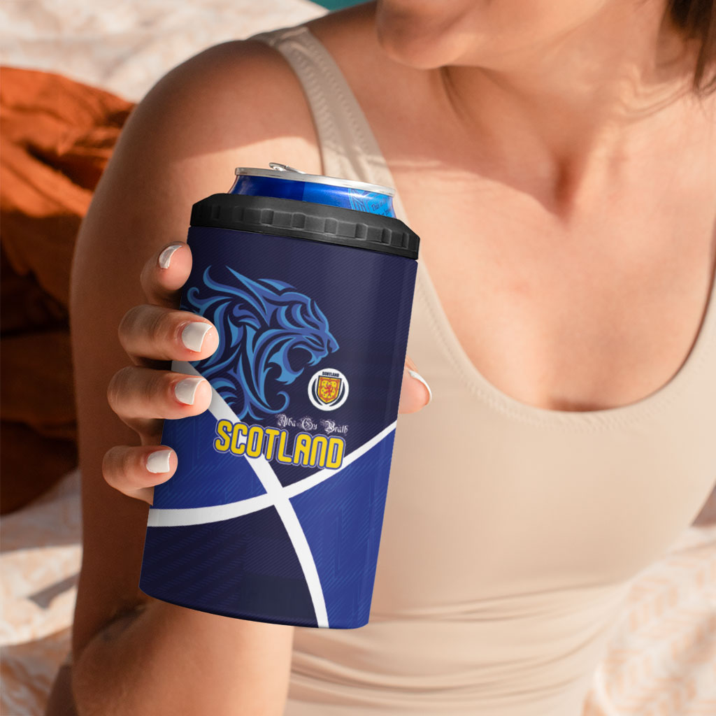 Scotland National Football 4 in 1 Can Cooler Tumbler Lions with Flag Sporty Tartan Style