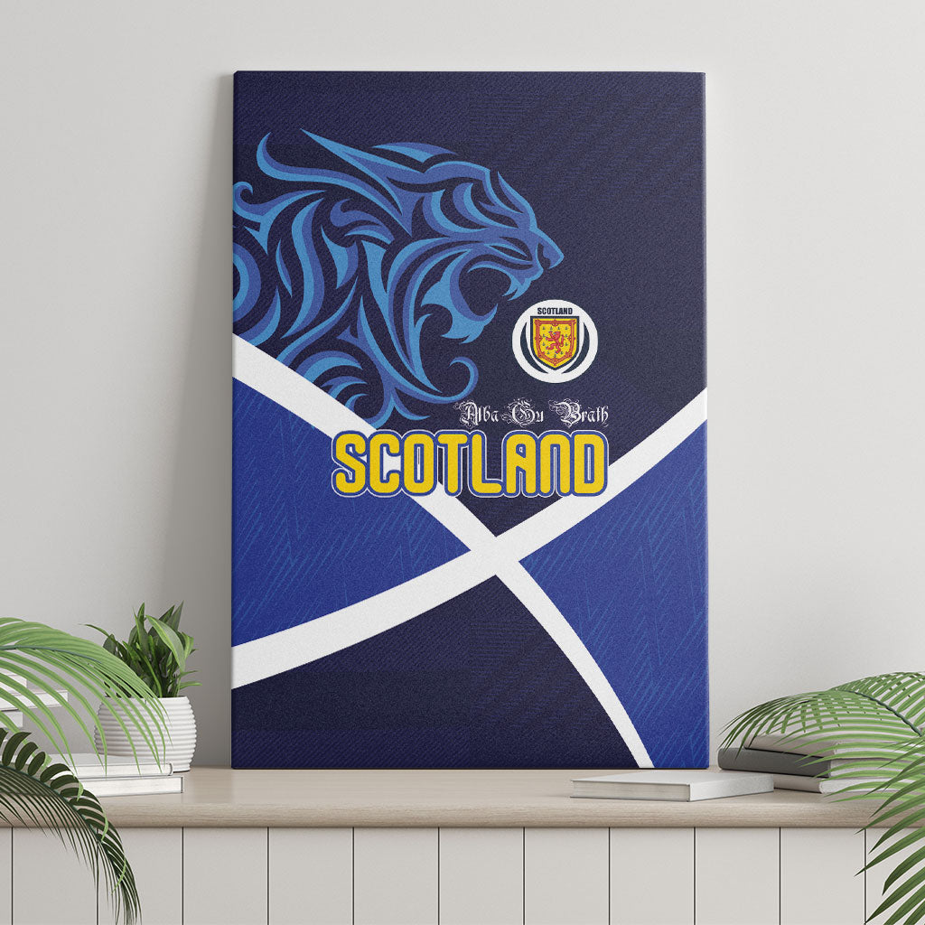 Scotland National Football Canvas Wall Art Lions with Flag Sporty Tartan Style