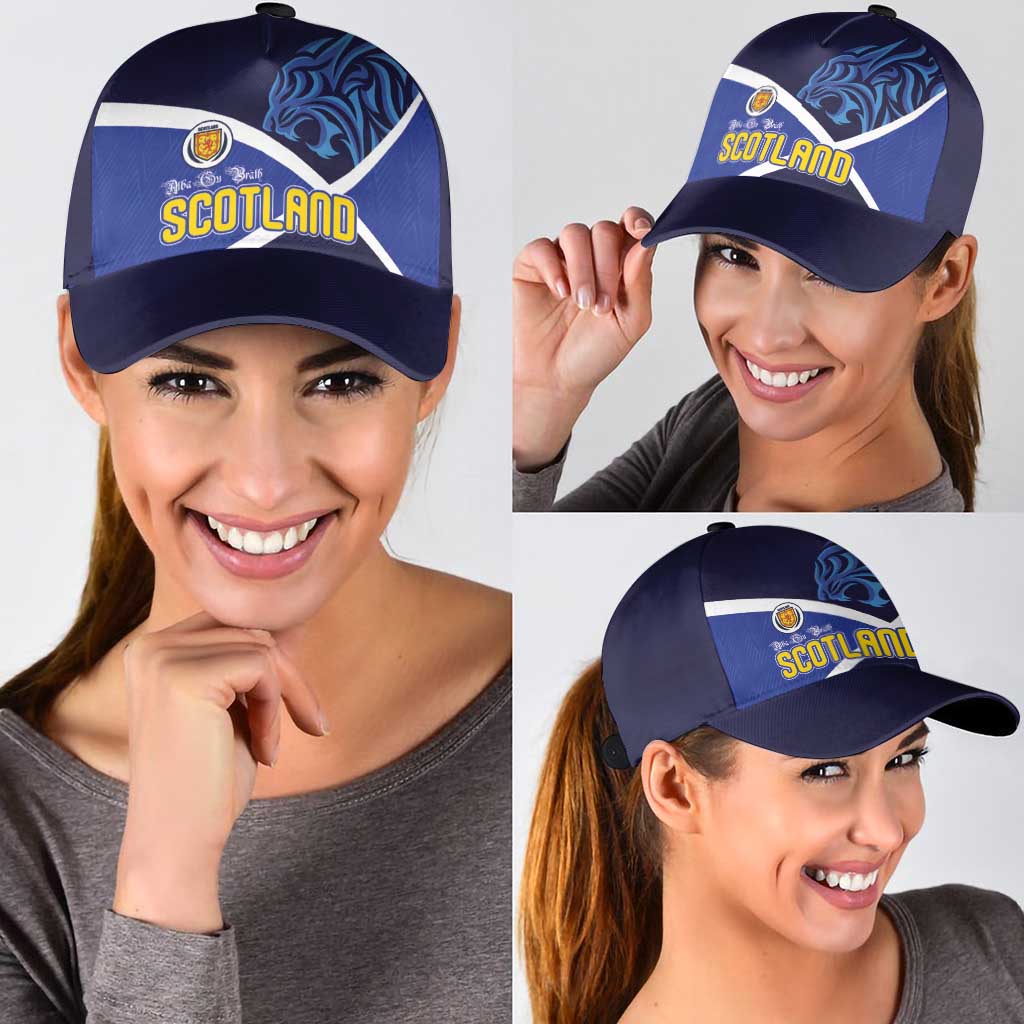 Scotland National Football Classic Cap Lions with Flag Sporty Tartan Style