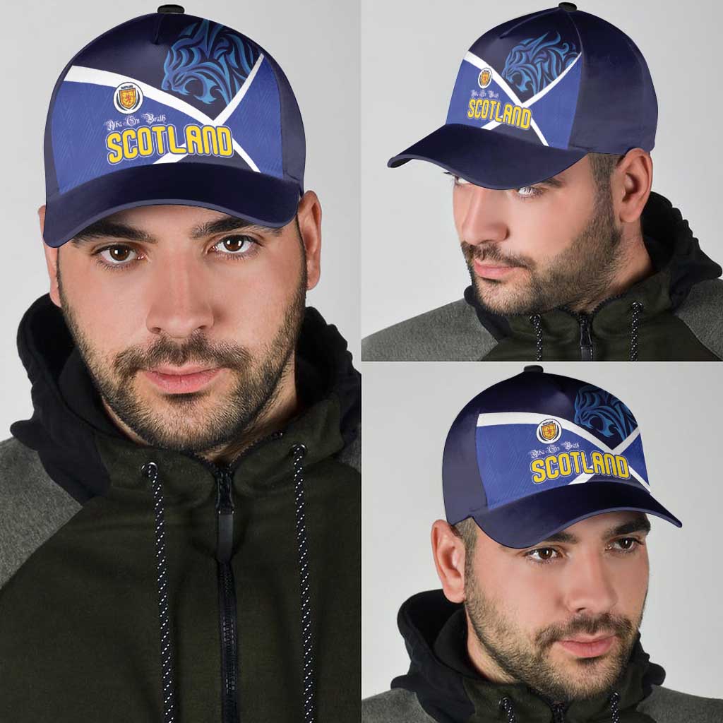 Scotland National Football Classic Cap Lions with Flag Sporty Tartan Style