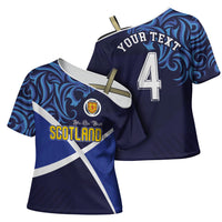 Custom Scotland National Football Cross Shoulder Shirt Lions with Flag Sporty Tartan Style