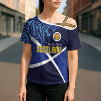 Custom Scotland National Football Cross Shoulder Shirt Lions with Flag Sporty Tartan Style