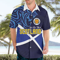 Custom Scotland National Football Hawaiian Shirt Lions with Flag Sporty Tartan Style
