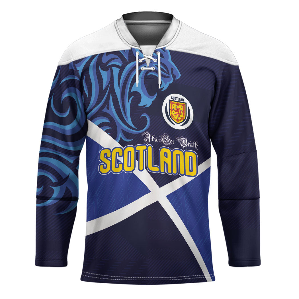 Custom Scotland National Football Hockey Jersey Lions with Flag Sporty Tartan Style