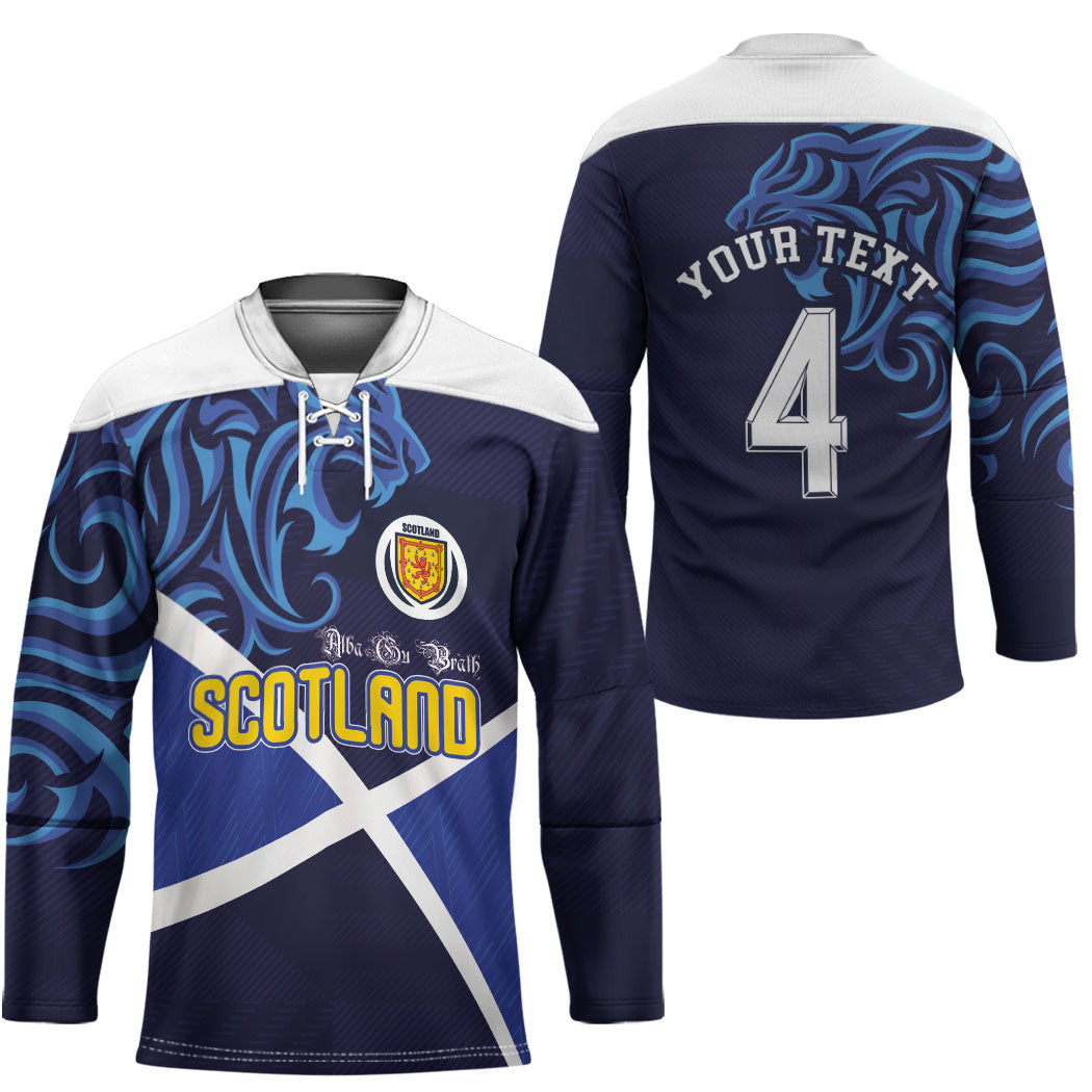 Custom Scotland National Football Hockey Jersey Lions with Flag Sporty Tartan Style