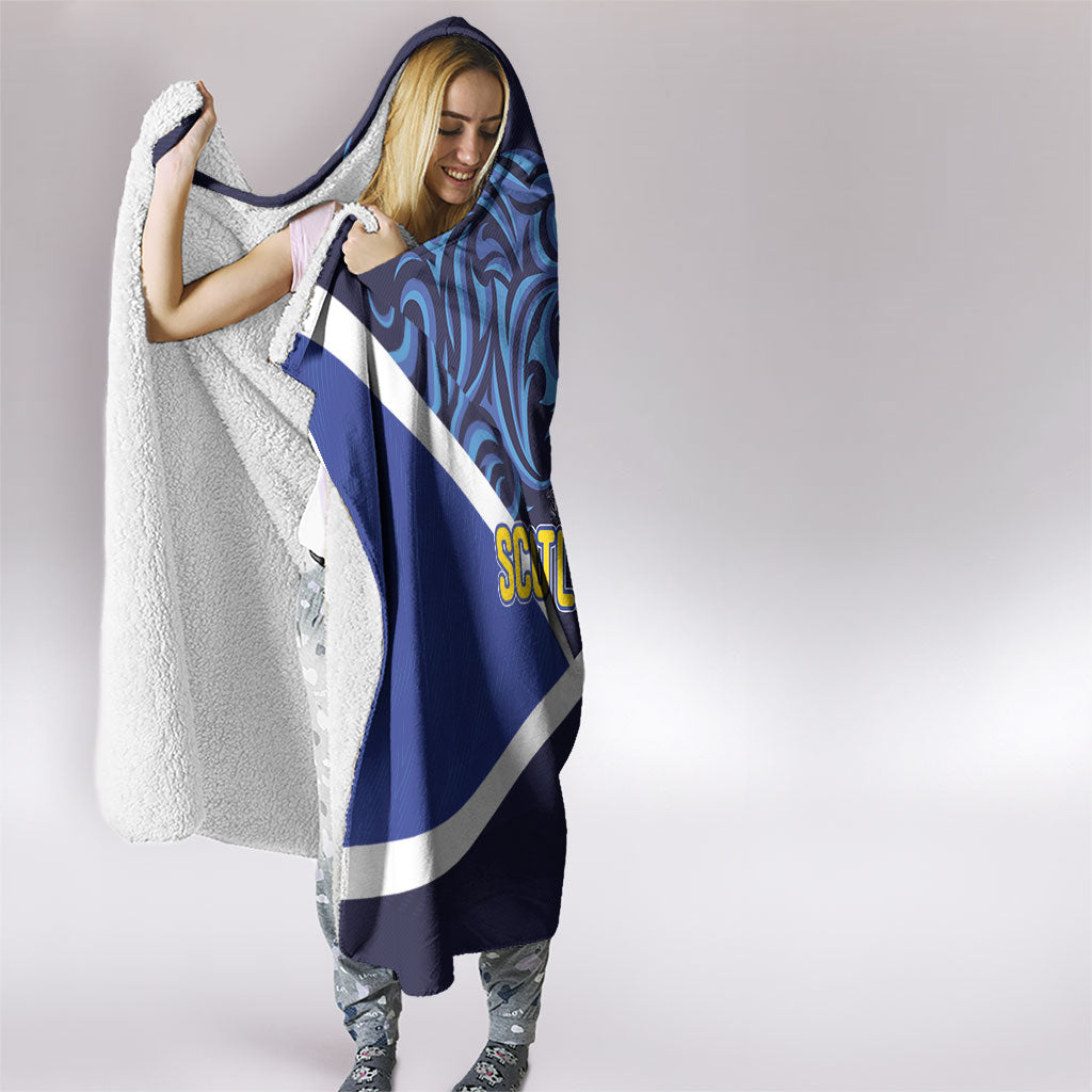 Scotland National Football Hooded Blanket Lions with Flag Sporty Tartan Style