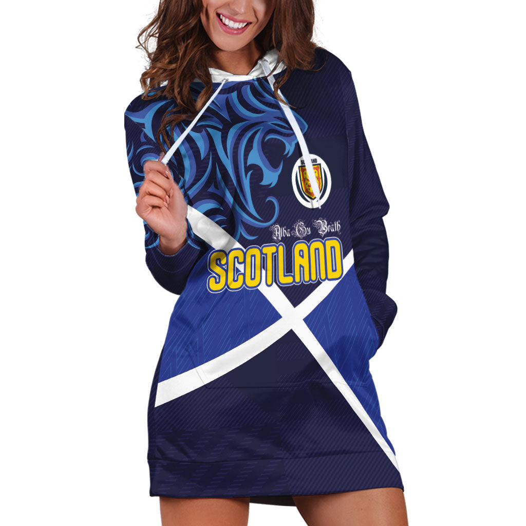 Custom Scotland National Football Hoodie Dress Lions with Flag Sporty Tartan Style