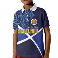 Custom Scotland National Football Kid Polo Shirt Lions with Flag Sporty Tartan Style