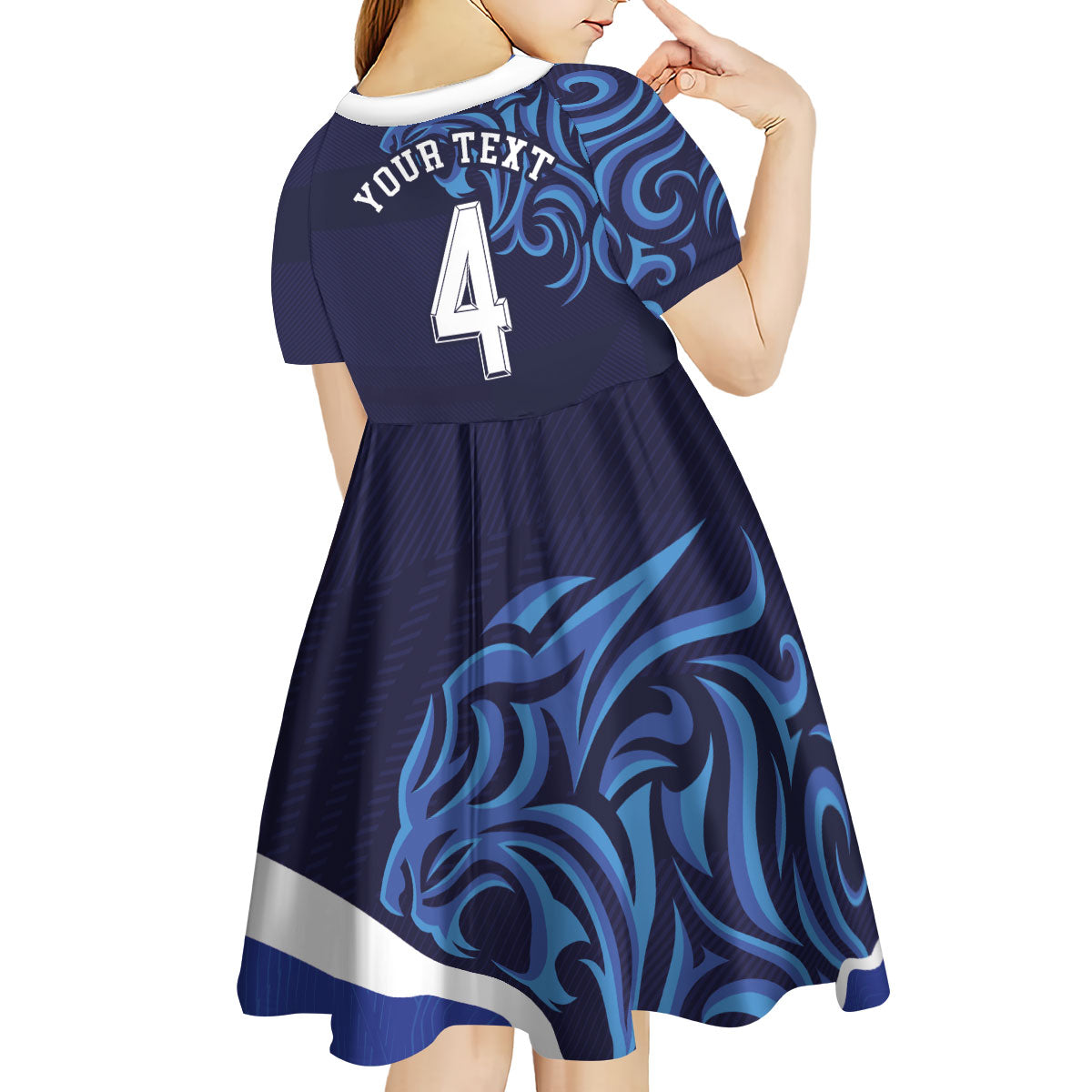 Custom Scotland National Football Kid Short Sleeve Dress Lions with Flag Sporty Tartan Style