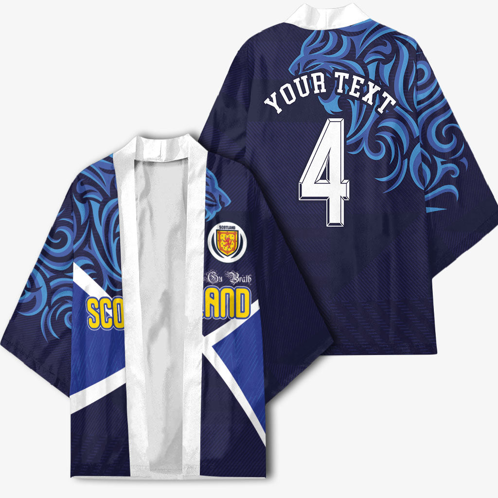 Custom Scotland National Football Kimono Lions with Flag Sporty Tartan Style