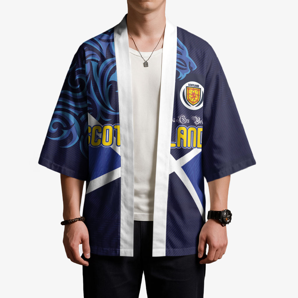 Custom Scotland National Football Kimono Lions with Flag Sporty Tartan Style