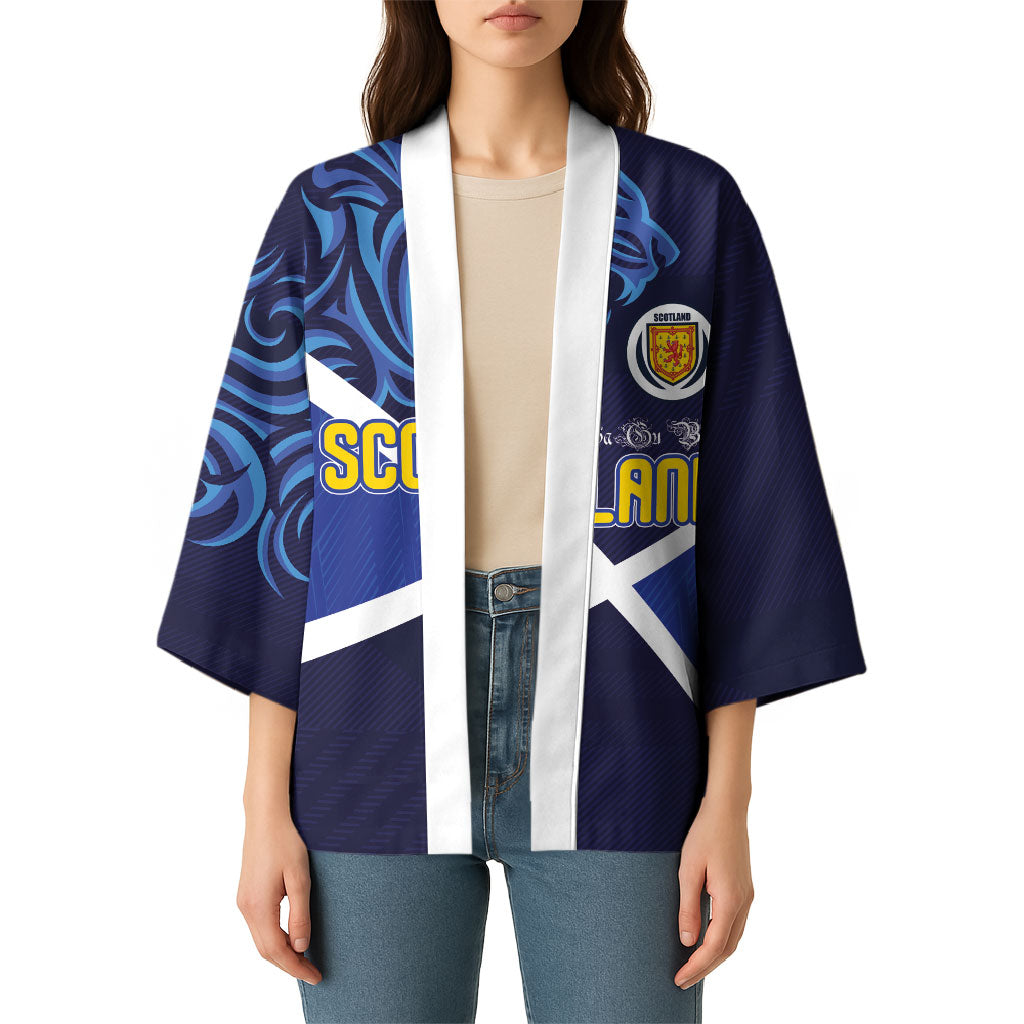 Custom Scotland National Football Kimono Lions with Flag Sporty Tartan Style