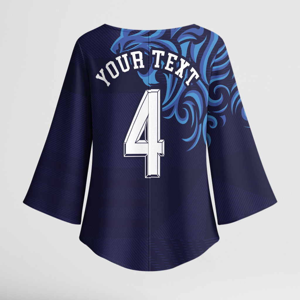 Custom Scotland National Football Kimono Sleeve Blouse Lions with Flag Sporty Tartan Style
