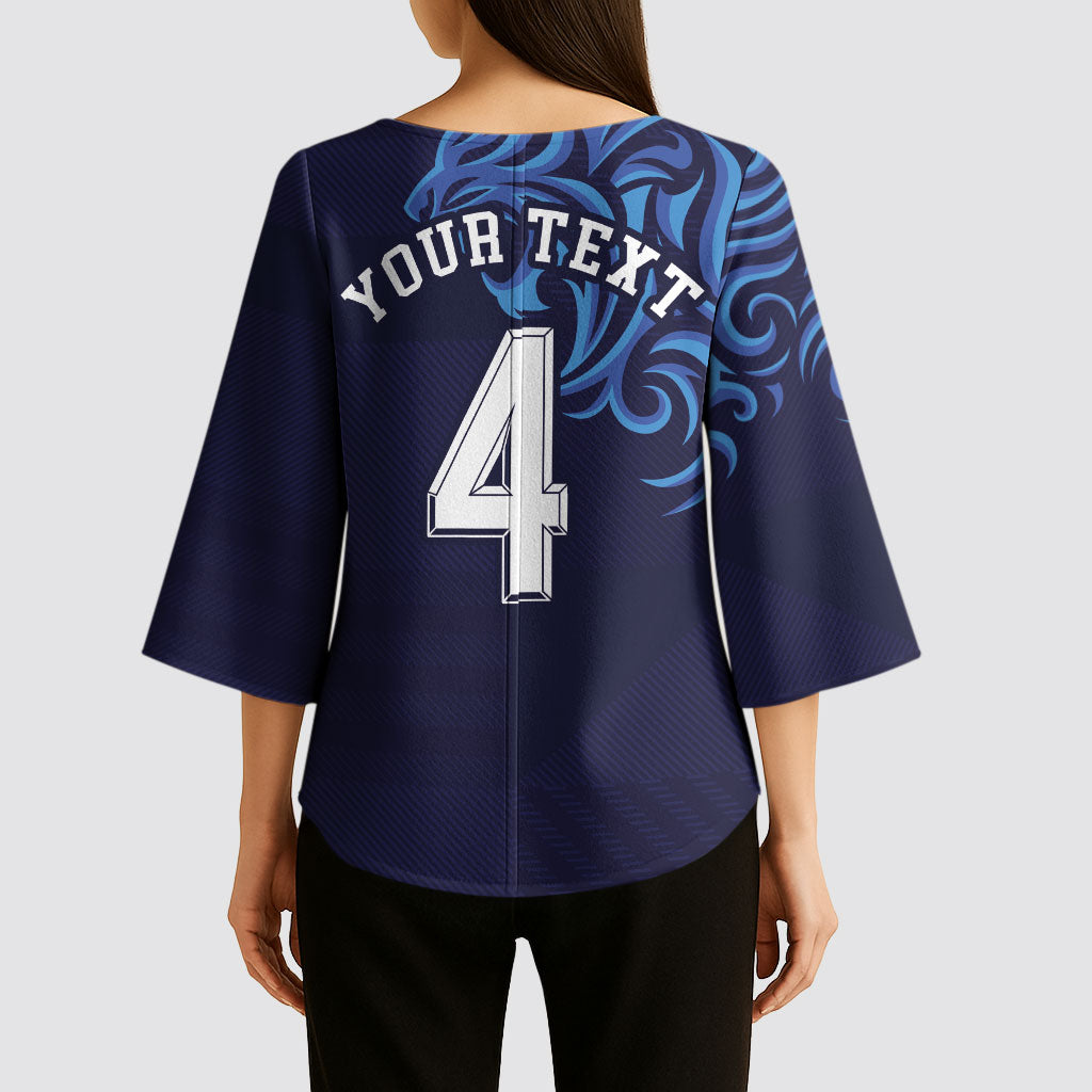 Custom Scotland National Football Kimono Sleeve Blouse Lions with Flag Sporty Tartan Style