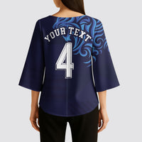 Custom Scotland National Football Kimono Sleeve Blouse Lions with Flag Sporty Tartan Style