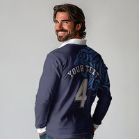 Custom Scotland National Football Long Sleeve Polo Shirt Lions with Flag Sporty Tartan Style