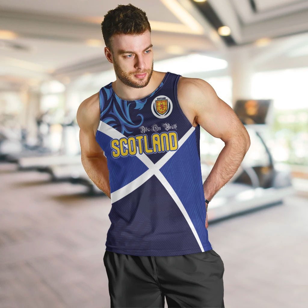 Custom Scotland National Football Men Tank Top Lions with Flag Sporty Tartan Style