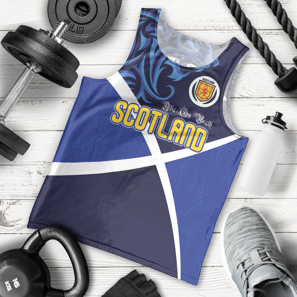 Custom Scotland National Football Men Tank Top Lions with Flag Sporty Tartan Style