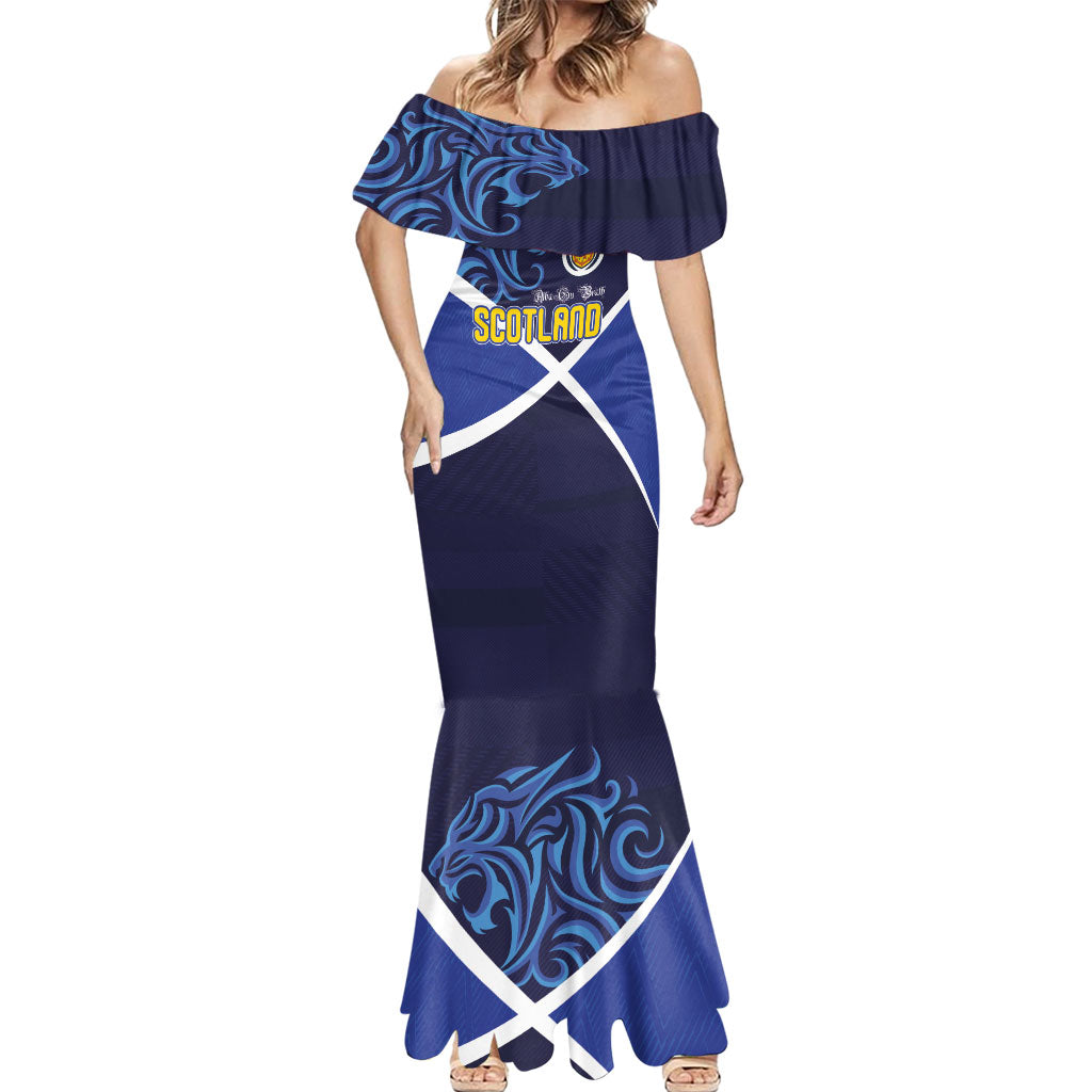 Custom Scotland National Football Mermaid Dress Lions with Flag Sporty Tartan Style
