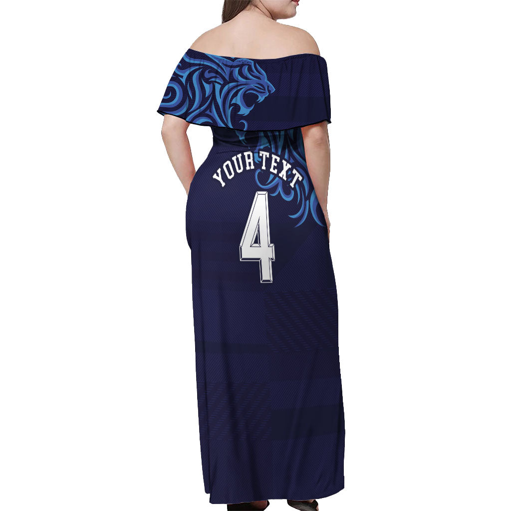 Custom Scotland National Football Off Shoulder Maxi Dress Lions with Flag Sporty Tartan Style
