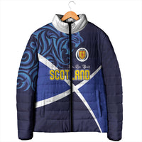 Custom Scotland National Football Padded Jacket Lions with Flag Sporty Tartan Style
