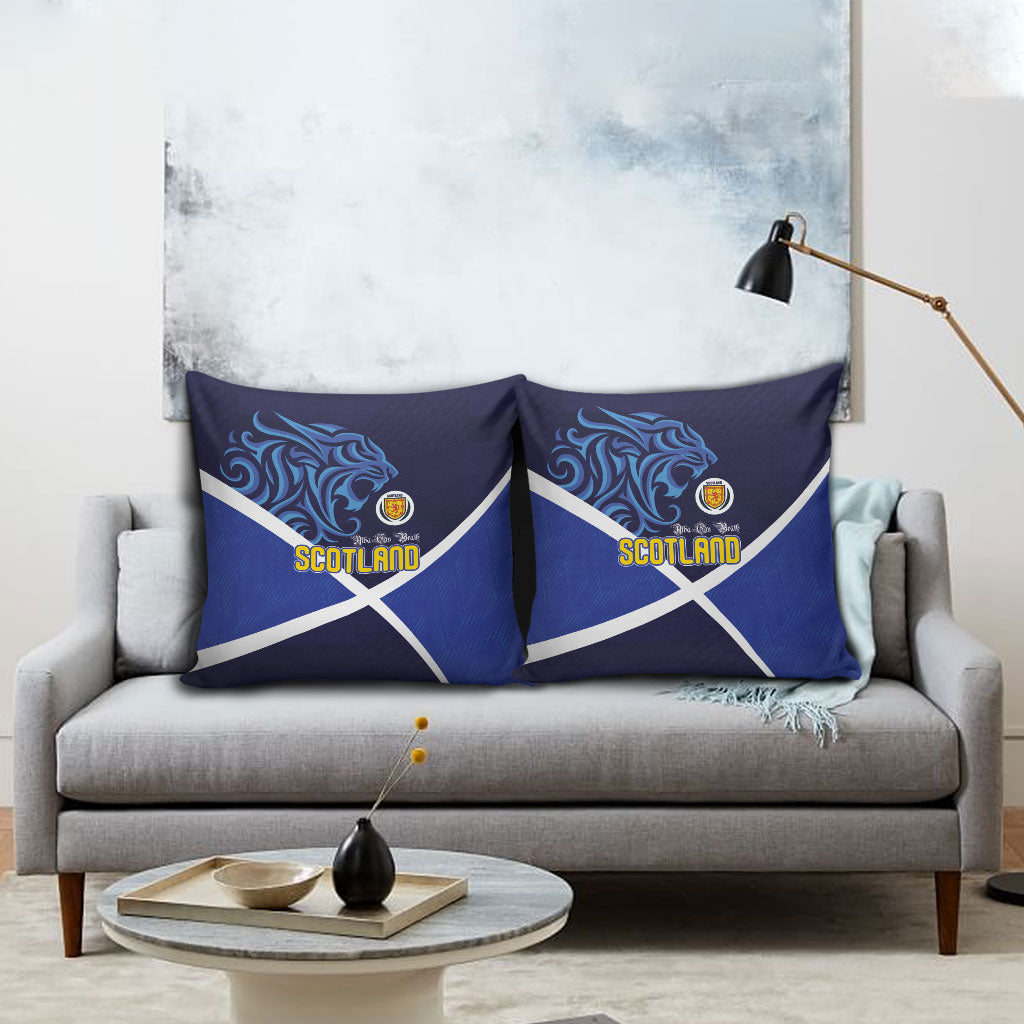 Scotland National Football Pillow Cover Lions with Flag Sporty Tartan Style
