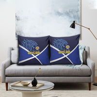 Scotland National Football Pillow Cover Lions with Flag Sporty Tartan Style