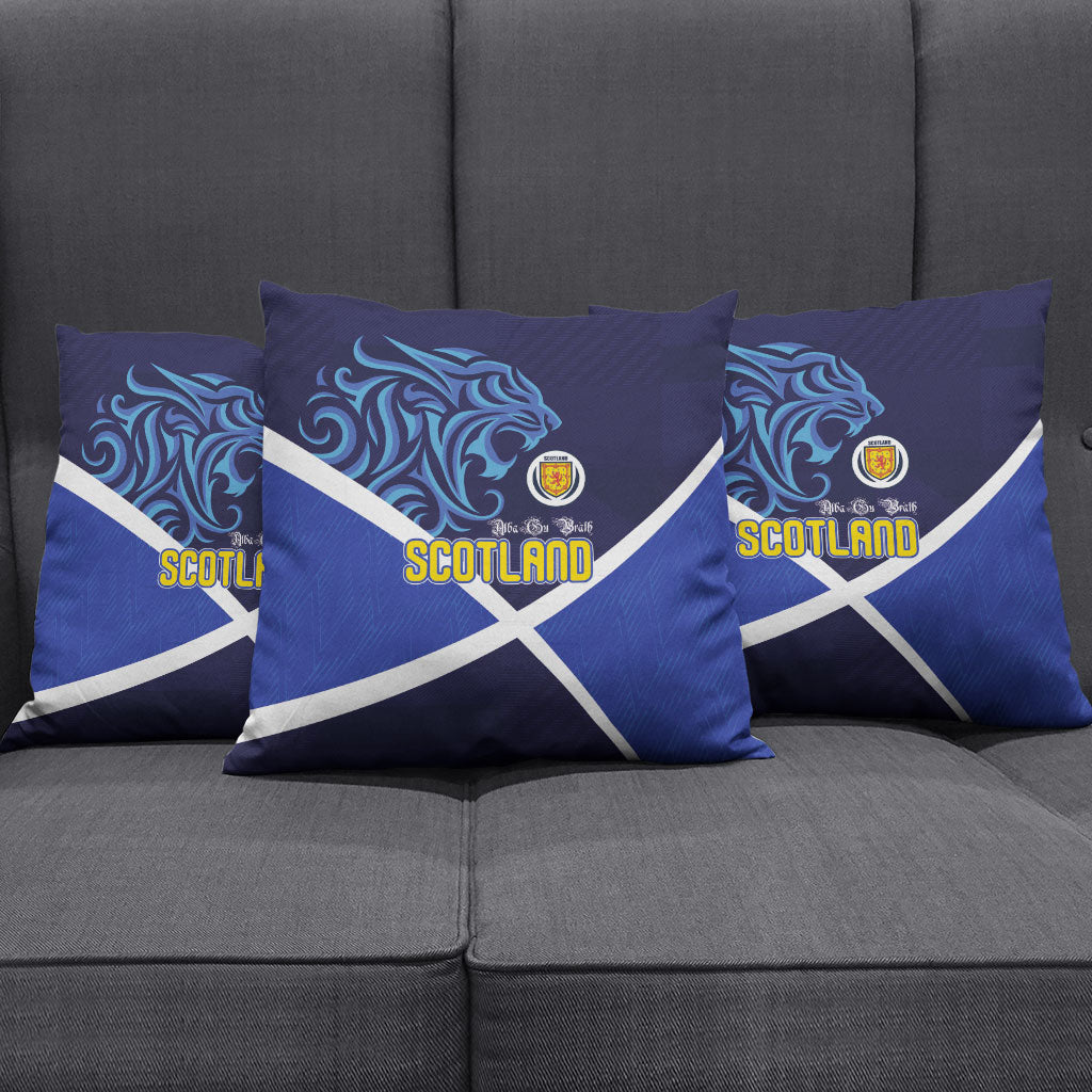 Scotland National Football Pillow Cover Lions with Flag Sporty Tartan Style